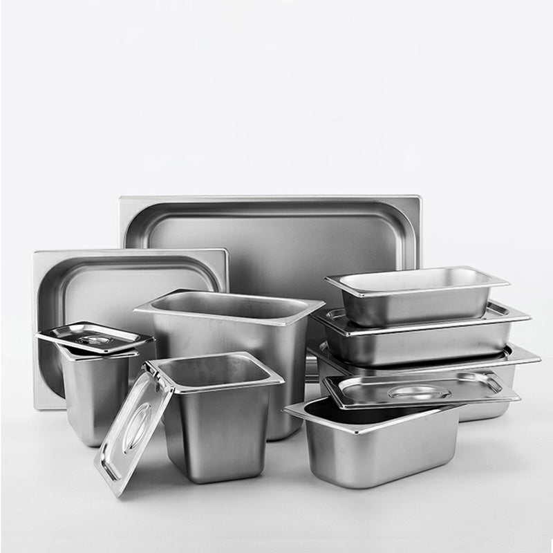 2X Full Size 1/1 GN Pan 15cm Deep Stainless Steel Stackable Commercial