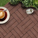 11 Pcs Dark Chocolate Composite Decking Tiles 30x30cm Outdoor Slip Resistant