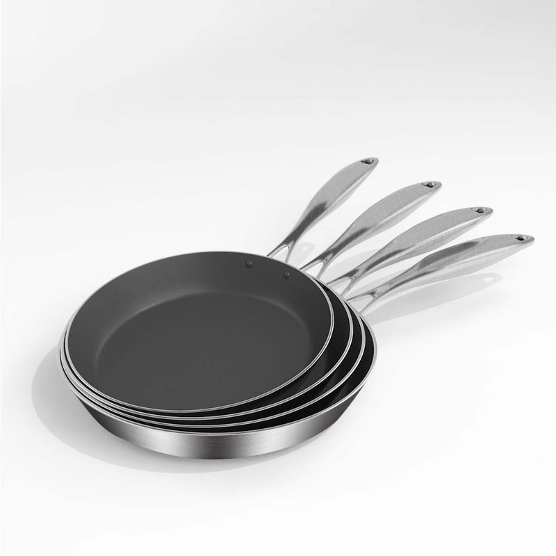 6X Stainless Steel Non Stick Fry Pan Set Induction Compatible Skillet