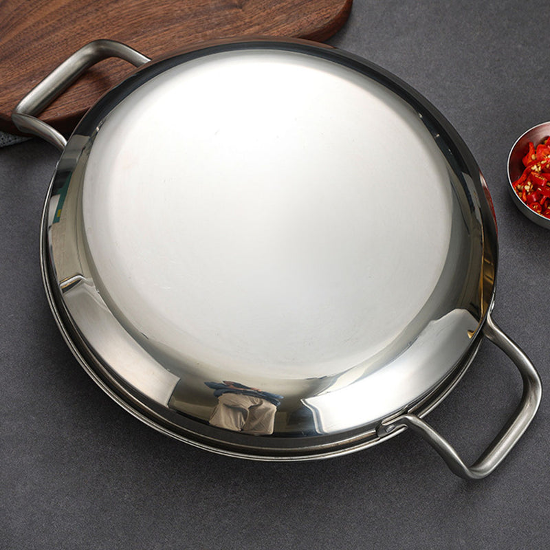 26cm Dry Pot 201 Stainless Steel Silver Even Heat Distribution Ergonomic Handles