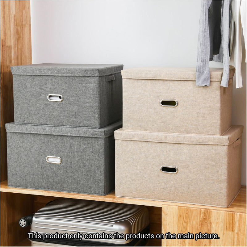 Large Grey Foldable Canvas Storage Box Cube Organizer Basket Home Decor 44x29x30cm