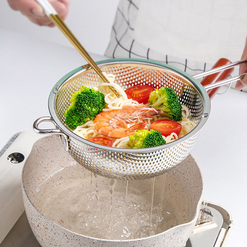 Stainless Steel Fine Mesh Colander Set 16.5cm 19.5cm 22.5cm Long Handle