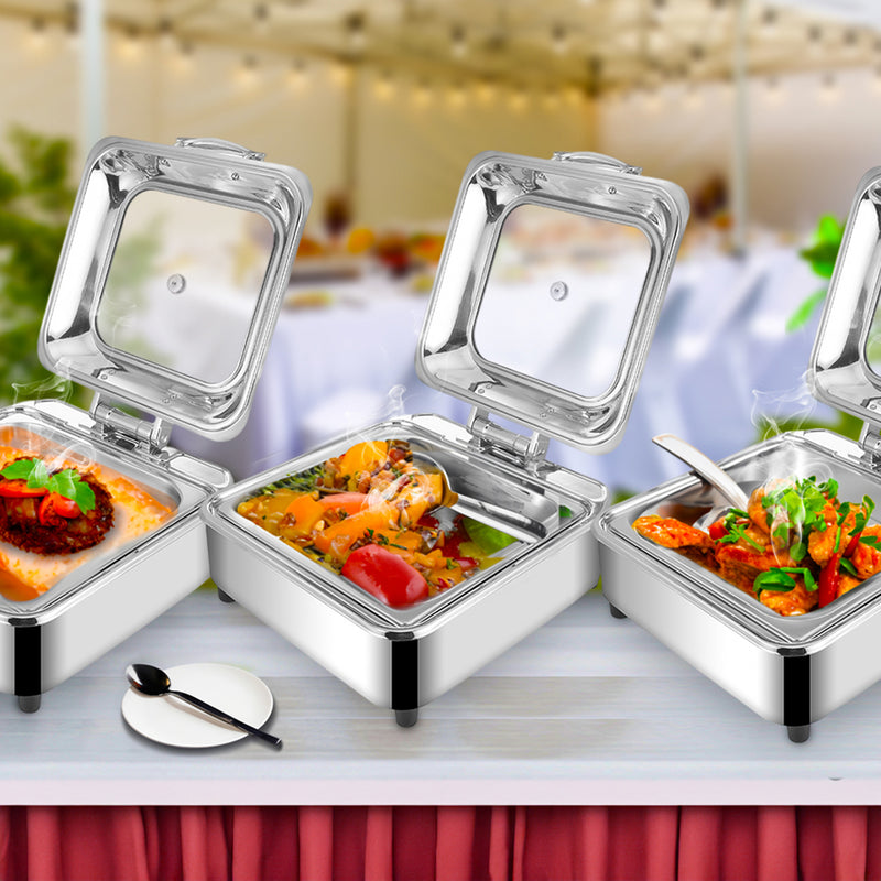 Square Stainless Steel Chafing Dish 6L Top Lid Silver 40x45x21cm Buffet