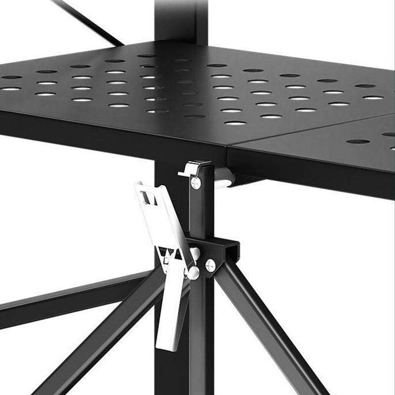 2X 5 Tier Carbon Steel Black Foldable Display Stand With Wheels For Storage