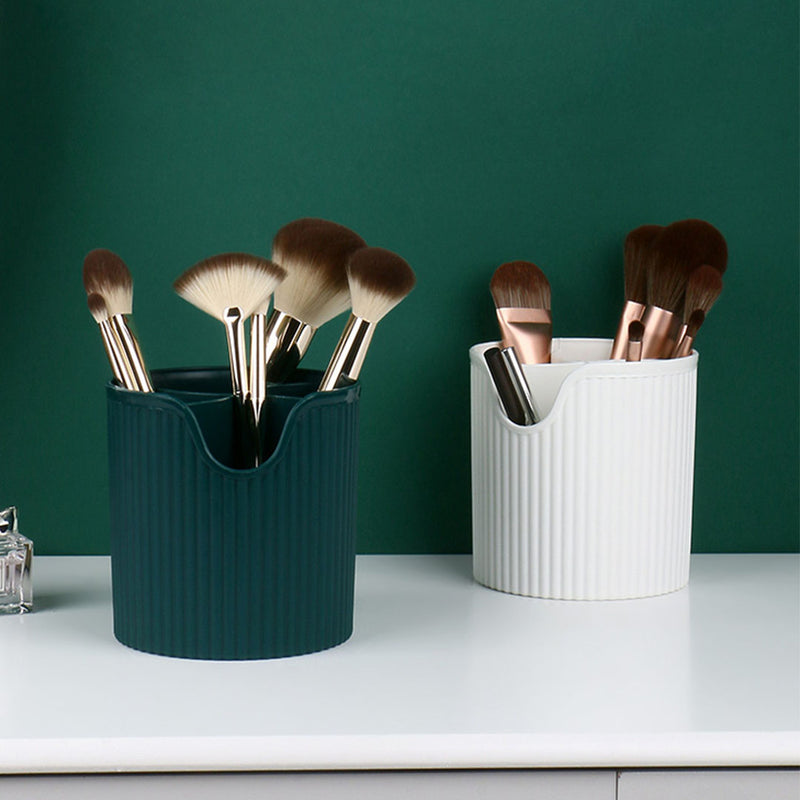 Green Plastic Makeup Organizer 25x18.5x37cm Lid Brush Lipstick Jewelry Holder