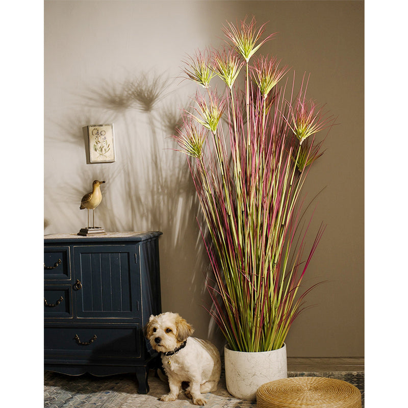 150cm Purple Red Artificial Potted Papyrus Plant Realistic Indoor Outdoor Decor