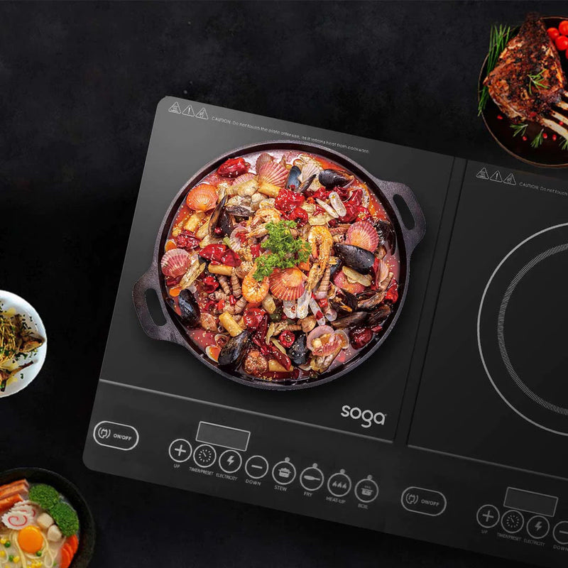 Dual Induction Cooktop 14L Stockpot 28cm Casserole Stainless Steel Portable