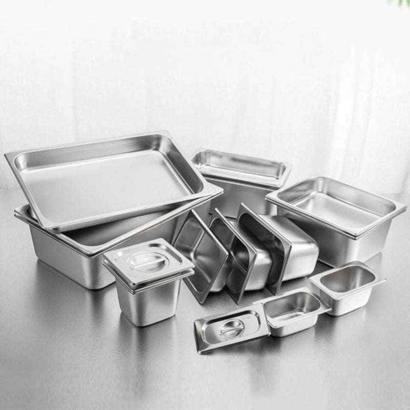 12X Stainless Steel Gastronorm Full Size Pan 1/3 15cm Deep Anti-Jam Stackable