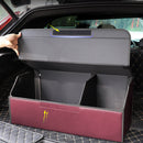 Leather Car Boot Organizer Foldable Portable Storage Box Large Red 55x30x30cm