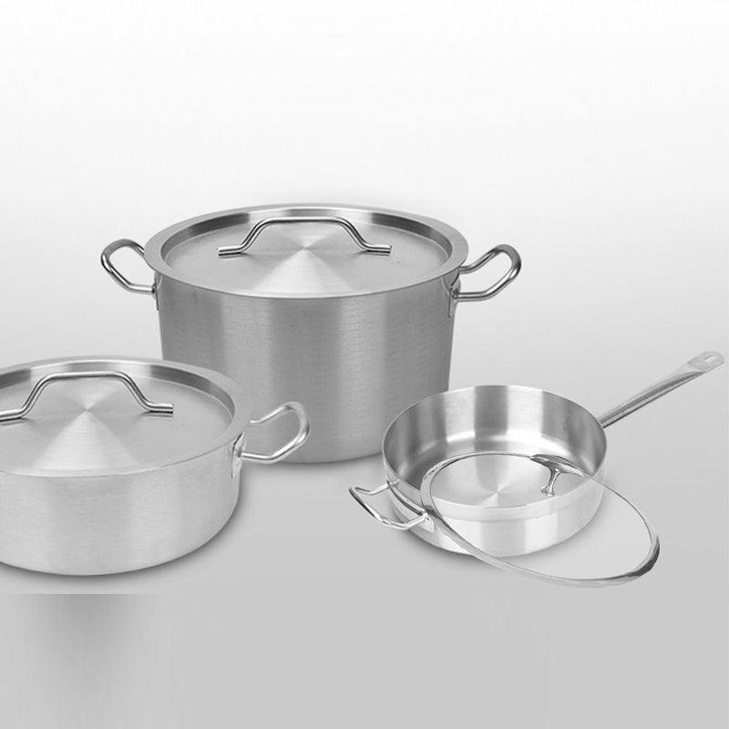 26cm Stainless Steel Saucepan Tri Ply Clad Aluminum Core Glass Lid Helper Handle