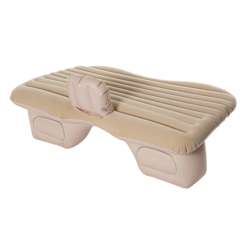 Inflatable Car Mattress Beige Pvc 132x80x10cm Pump 2X Pillows Travel