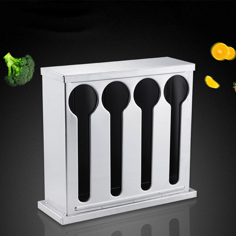 Stainless Steel Spoon Utensil Holder 4 Holes 240X90X230mm Detachable Cover Drain