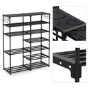 12 Shelf Shoe Storage Rack Organizer Black Space Saving with Side Hooks