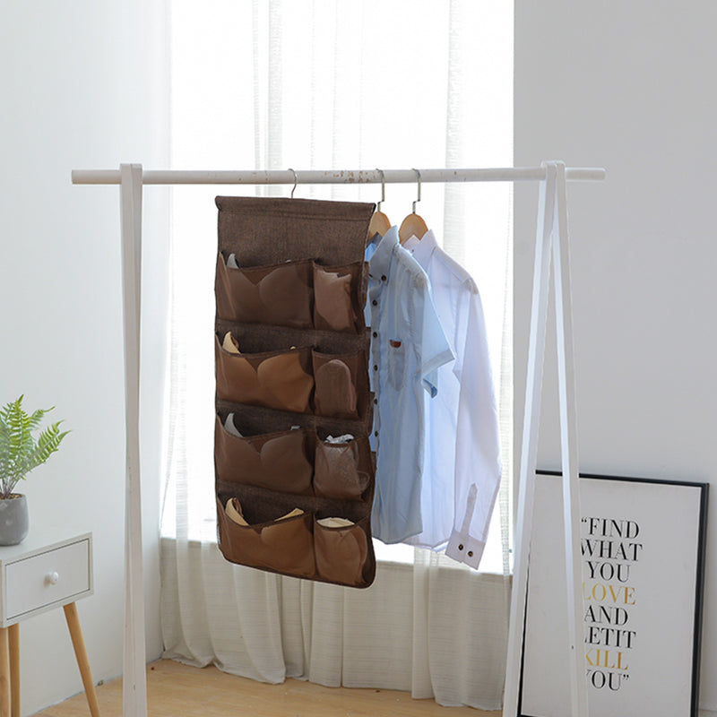 Coffee Double Sided Hanging Storage Bag Mesh Pockets Organizer 44.5x83cm