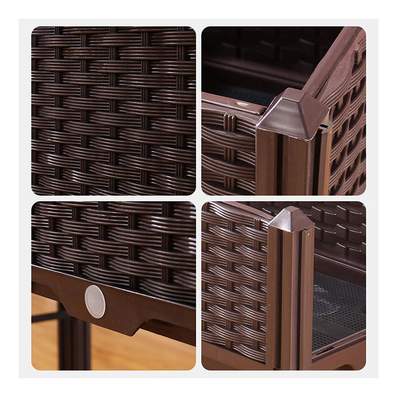120cm Raised Planter Box Outdoor Plastic Self-Watering Garden Bed Dark Brown