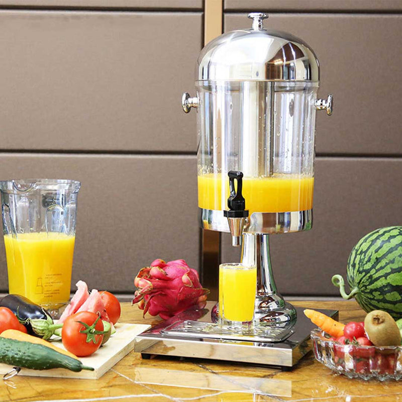 Single 8L Stainless Steel Commercial Beverage Dispenser Transparent Exterior