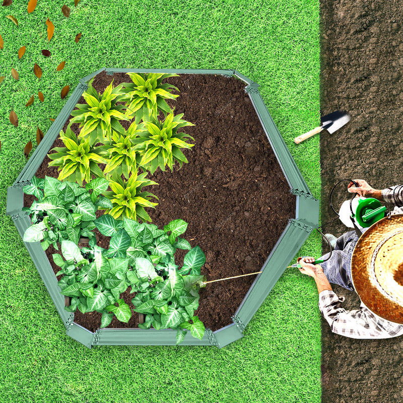 Hexagon Raised Garden Bed 60X60X30cm Galvanised Iron Green Rust Resistant