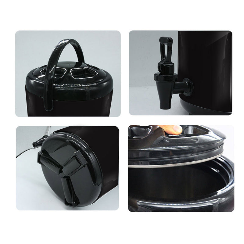 10L Stainless Steel Insulated Beverage Dispenser with Faucet Hot Cold Black