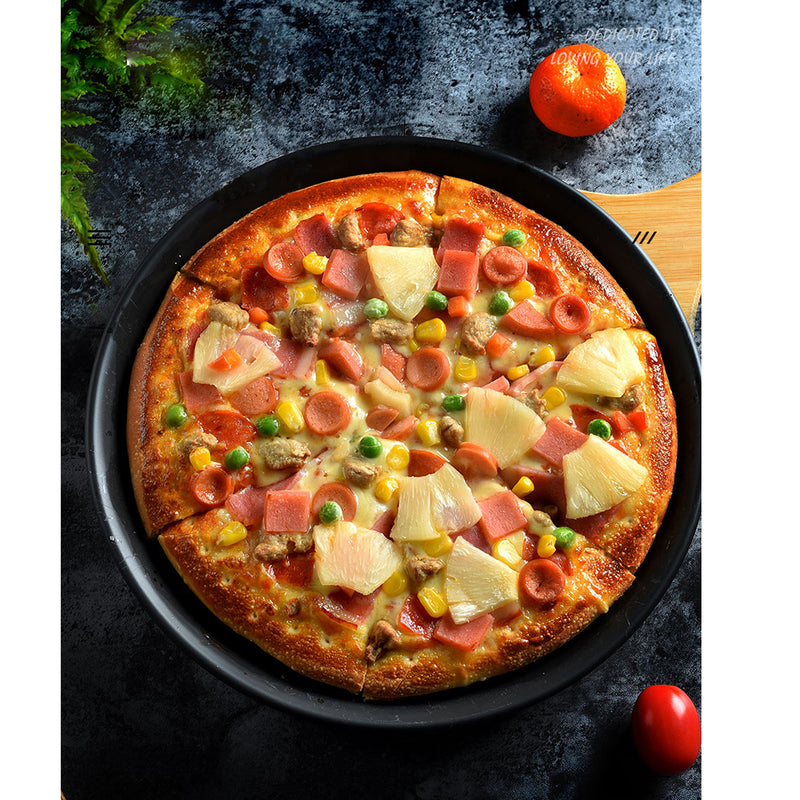 2X 7 Inch Black Steel Non Stick Pizza Tray Oven Baking Pan