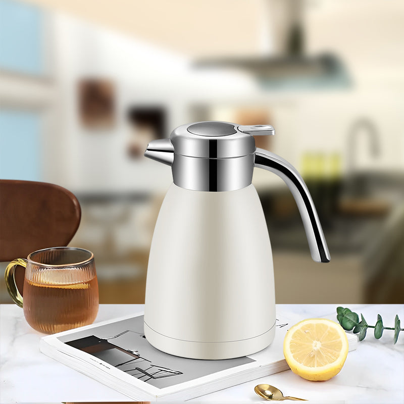 1.8L 18/10 Stainless Steel Insulated Vacuum Flask Double Wall Spill Proof White