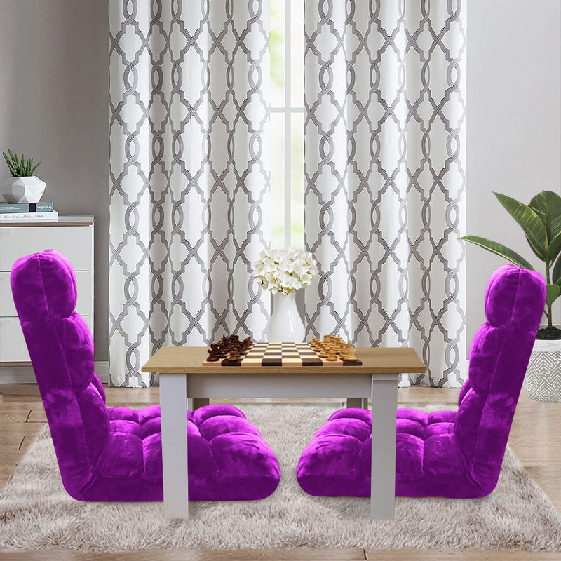 2X Folding Floor Recliner 6 Position Cushion 108x53x10cm Memory Foam Purple
