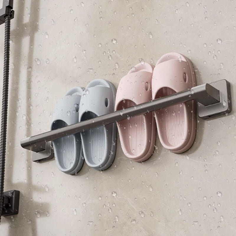 Wall Mounted Slipper Organiser Aluminum 49cm Nail Free Adhesive Black Rust Proof