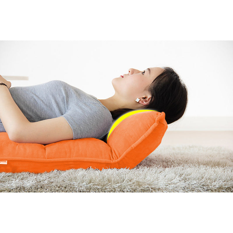 Foldable Suede Floor Sofa Bed Recliner Chair 5 Angles Orange 130cm