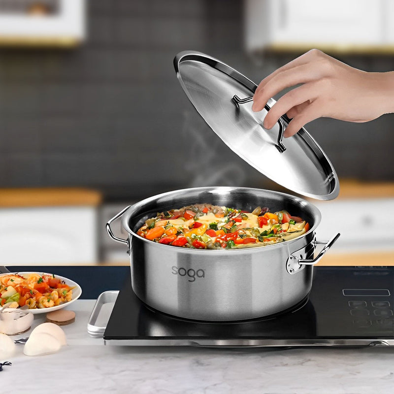 14L Commercial 18/10 Stainless Steel Stock Pot Thick Base Induction Ready
