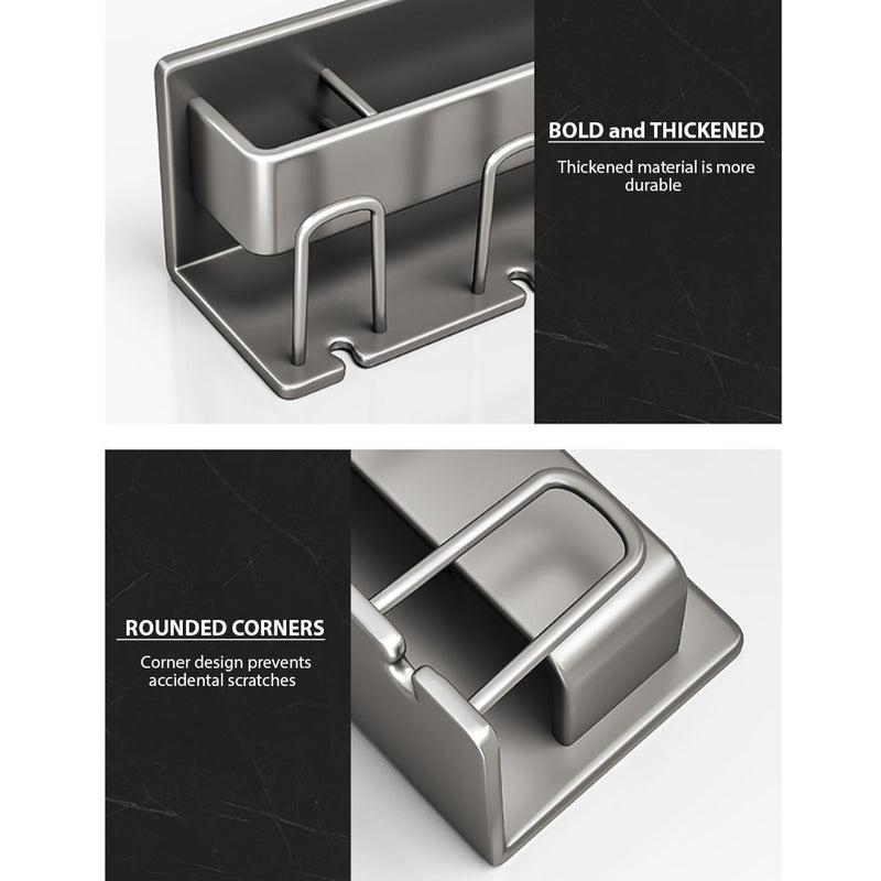 21cm Wall Mounted Aluminum Bathroom Shelf Organizer Adhesive Space Saving Gray