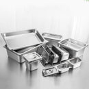 12X Full Size 1/3 GN Pan 15cm Deep Stainless Steel Tray With Lid Kitchen Use