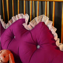 120cm Burgundy Princess Headboard Pillow Backrest with Ruffle Lace Decor