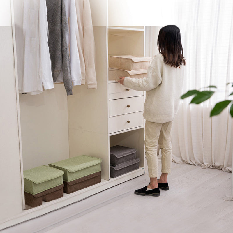 2X Beige Foldable Flip Top Underwear Storage Box Wardrobe Drawer Organizer