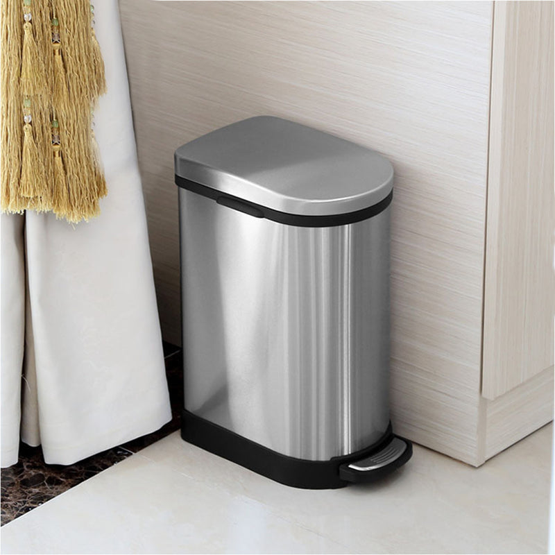2X 10L Stainless Steel U Shaped Foot Pedal Bin Soft Close Removable Inner