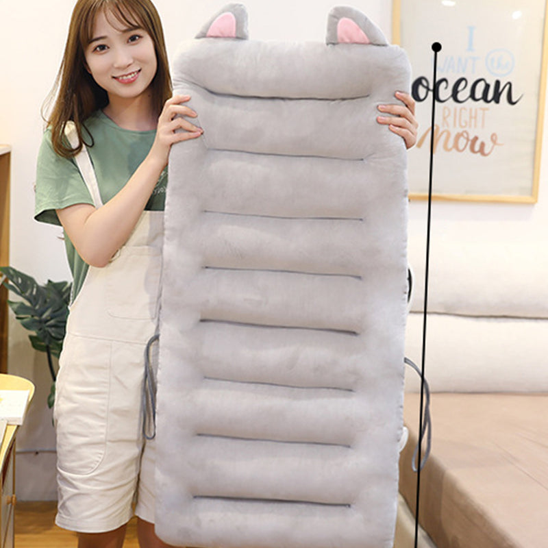 Grey Siamese Cushion With Cat Ears Office Chair Back Waist Support Decor 80cm