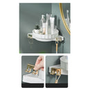 White Wall-Mounted Rotating Bathroom Shelf Plastic 360 Degree Corner Organizer