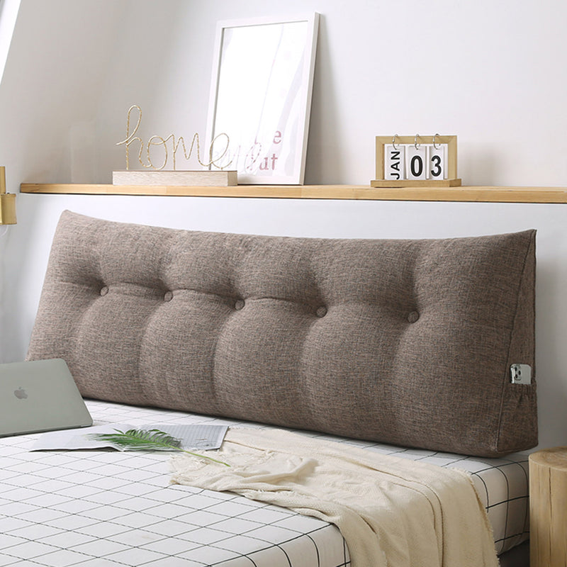 2X 180cm Triangular Wedge Headboard Pillow Button Tufted Polyester Coffee