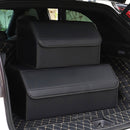 2X Leather Car Storage Box Collapsible Foldable Trunk Organizer Black Large