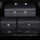 4X Medium Leather Foldable Collapsible Car Trunk Cargo Organizer Box Black