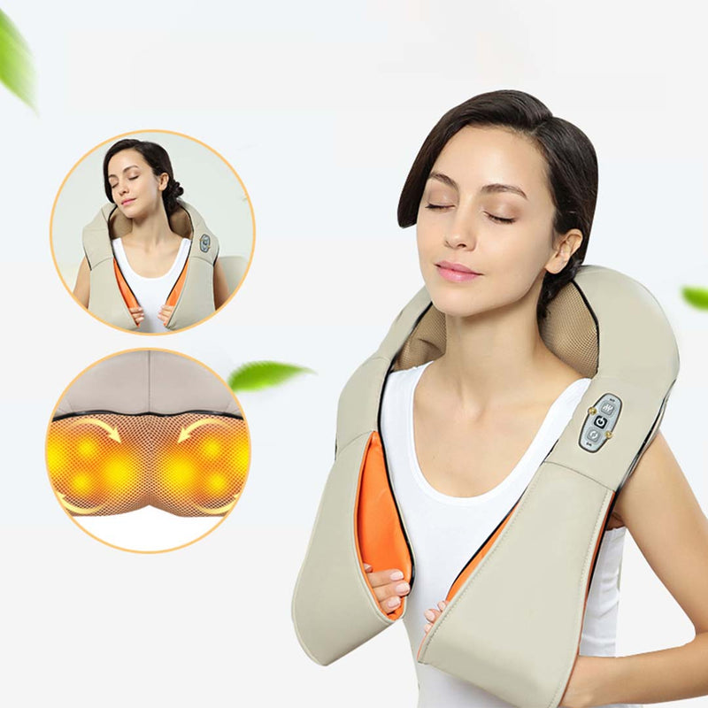 2X Electric Shiatsu Neck Shoulder Body Massager With Infrared Heat Car Charger