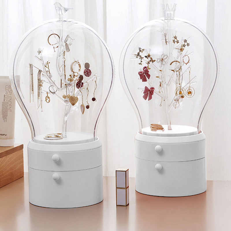 White 360 Rotation 2 Layer Jewelry Box Waterproof Dustproof Accessories Organizer