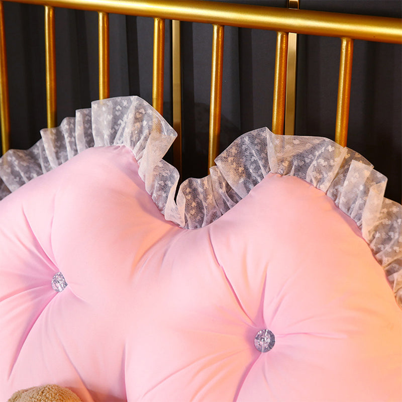 180cm Pink Princess Pillow Backrest Headboard Sofa Cushion with Ruffle Lace