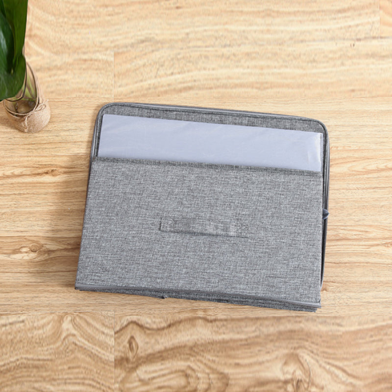 2X Grey Small Fabric Storage Box 38x26x15cm Portable Stackable Double Zipper