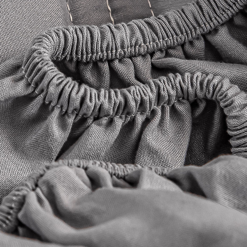 Grey Quilted Stretchable Mattress Cover 183cm Polyester With 2 Pillow Covers
