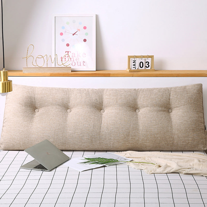 100cm Beige Triangular Wedge Bed Pillow Polyester PP Fill Button Tufted Pocket