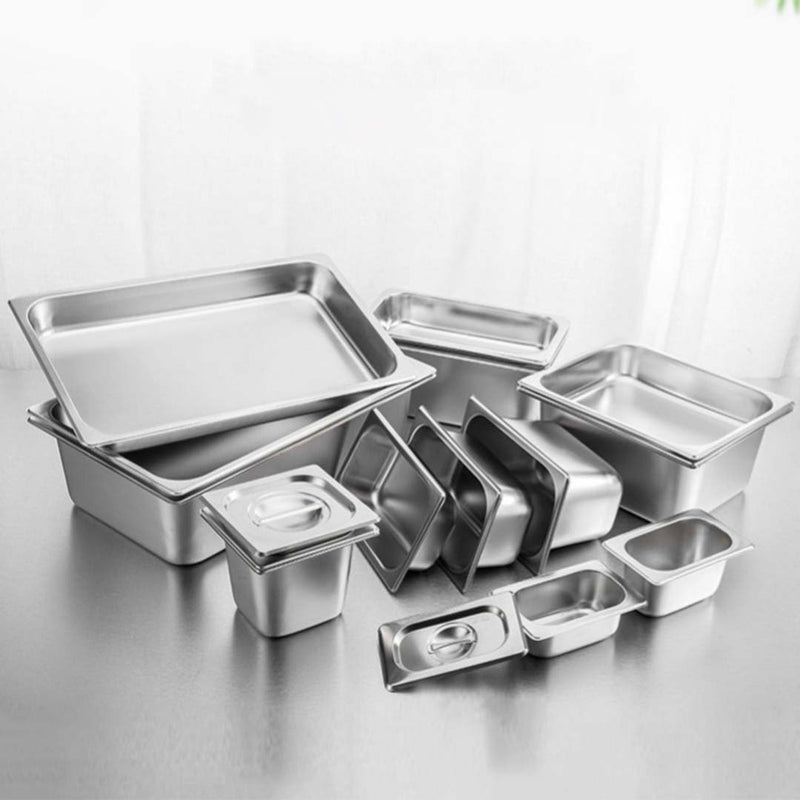 12X Full Size Gastronorm Pan 15cm Deep Stainless Steel Tray with Lid