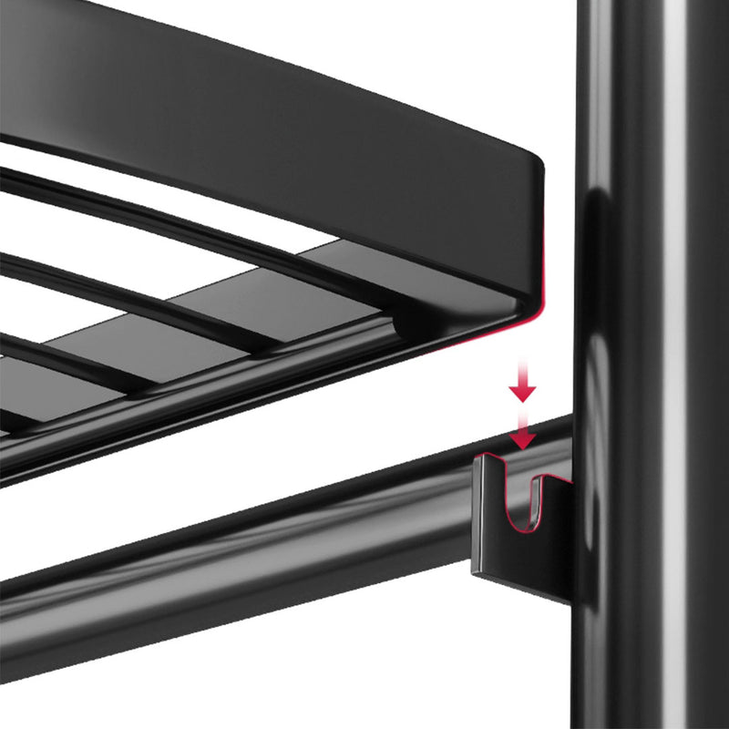 4 Tier Carbon Steel Corner Shelf With Wheels Foldable Black 51cm X 35cm X 120cm