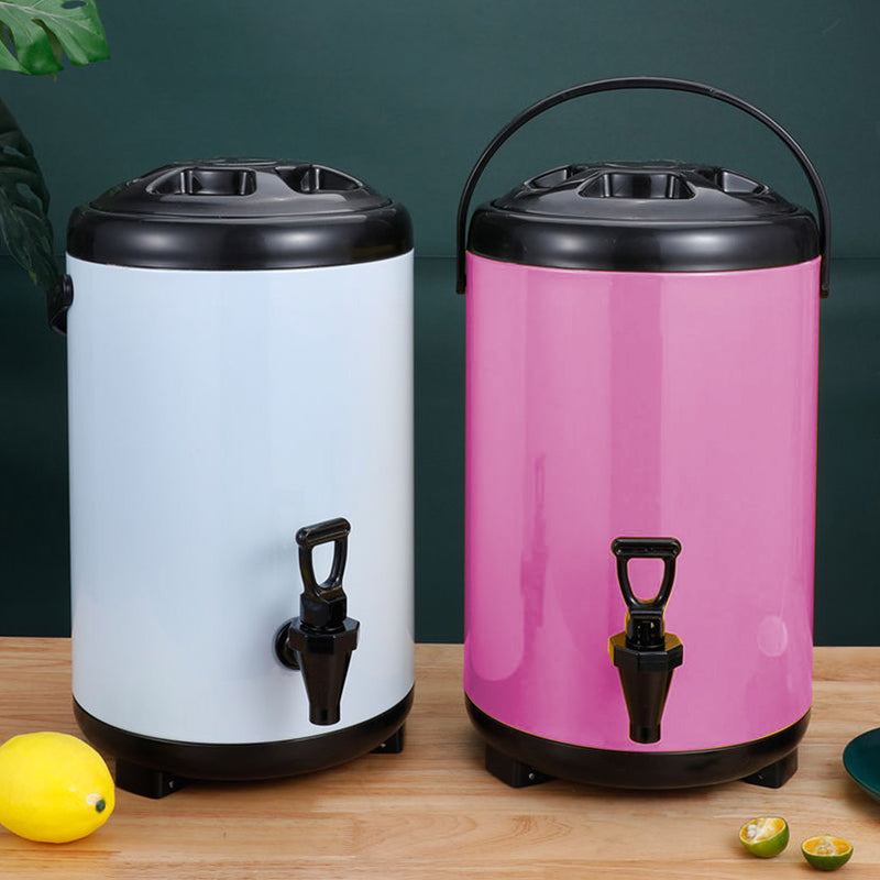 8X 12L Stainless Steel Insulated Milk Tea Dispenser With Faucet Pink