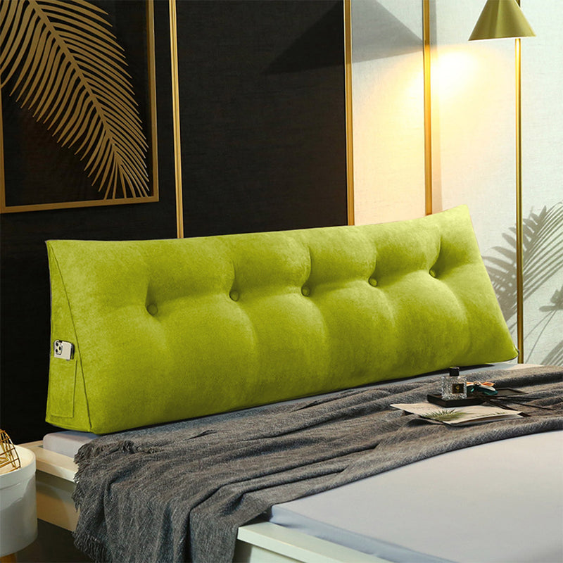 120cm Green Triangular Wedge Bed Pillow Headboard Cushion with Pocket