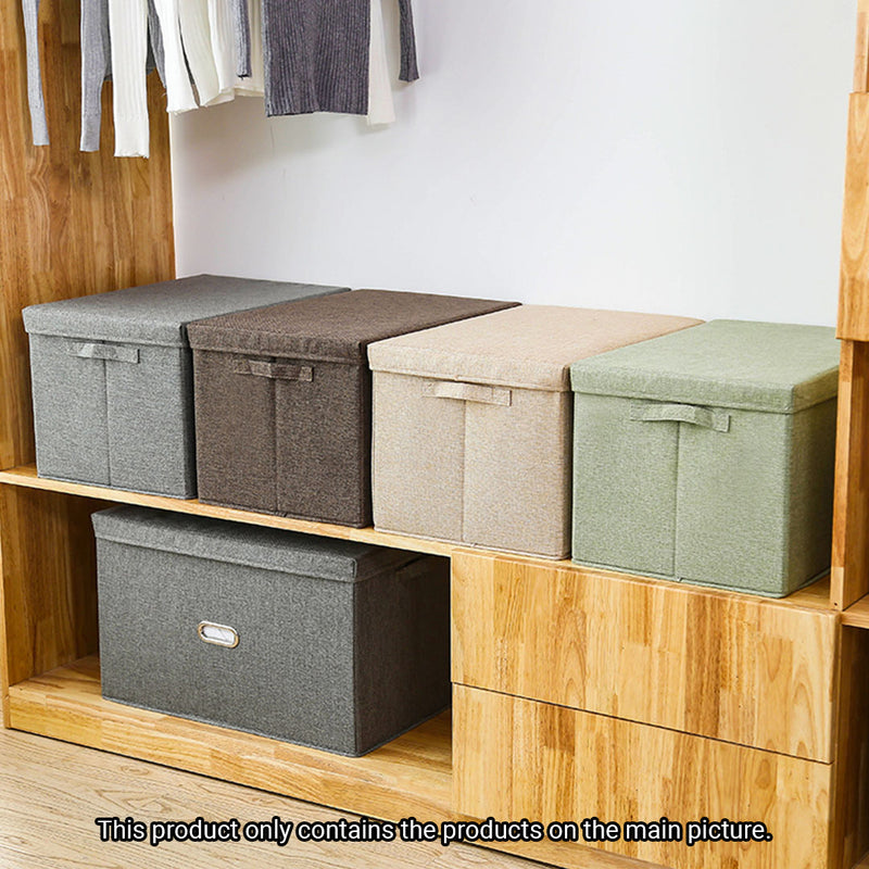 Large Grey Foldable Canvas Storage Box Cube Organizer Basket Home Decor 44x29x30cm