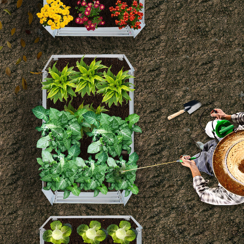 120cm Rectangle Galvanized Raised Garden Bed Flower Herb Vegetable Planter Box